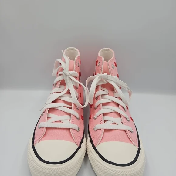 Converse Pink High-Tops with Red Heart Details - Picture 2 of 9